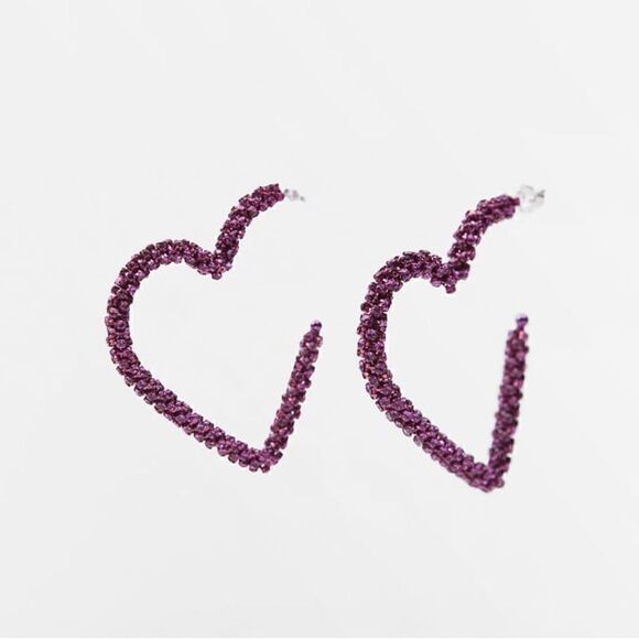 ZARA RHINESTONE HEART EARRINGS BARBIE BARBIECORE - Picture 2 of 4
